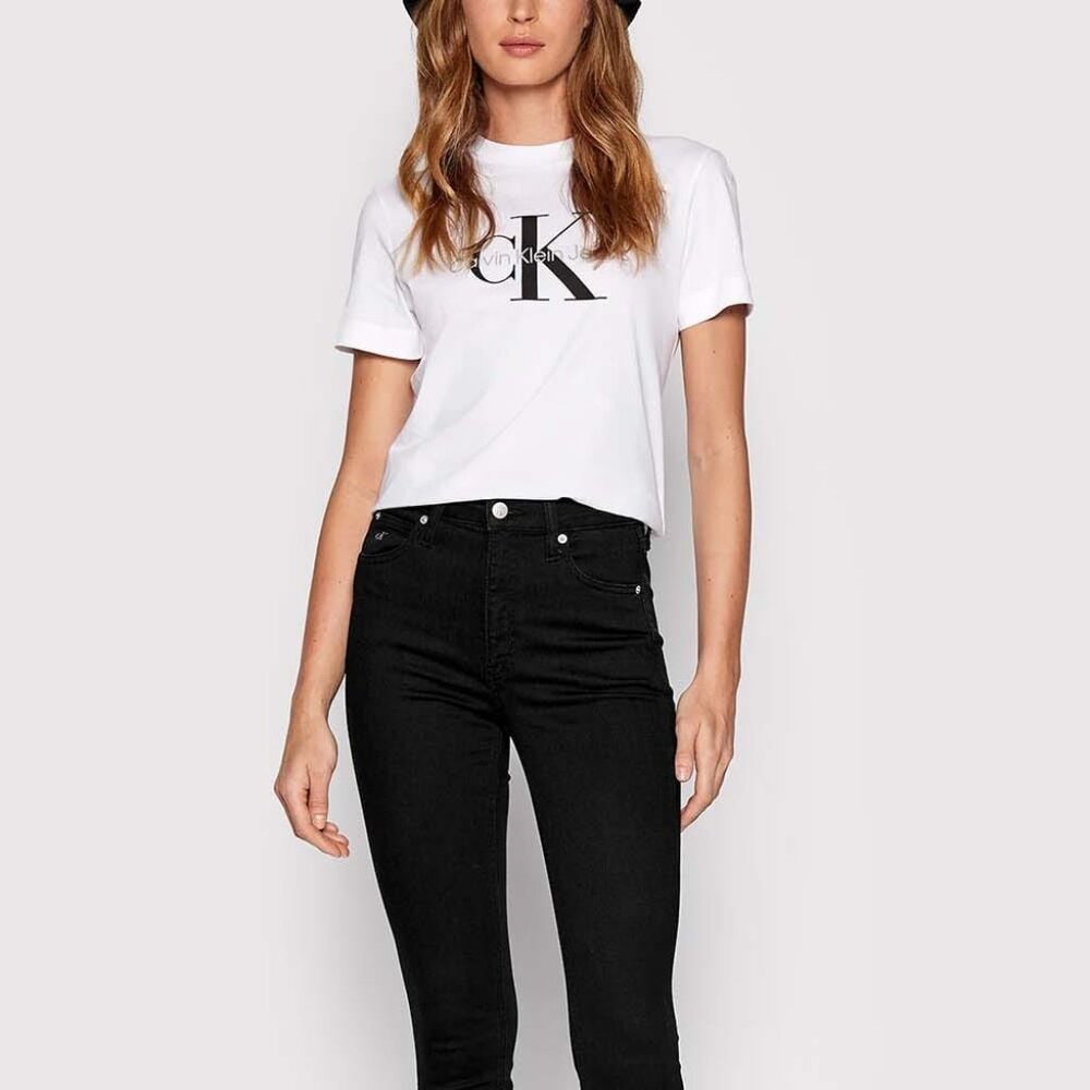Women’s T-Shirt Logo Script White Size PXS